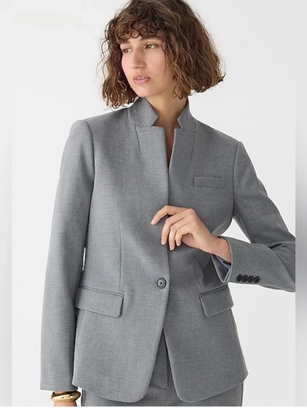 NEW J.Crew Regent Single Button Blazer Notch Collar Size 8P Gray Pockets Office